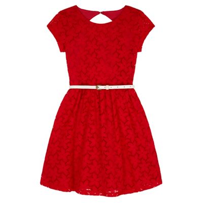 Yumi Girl Red Lace Skater Dress